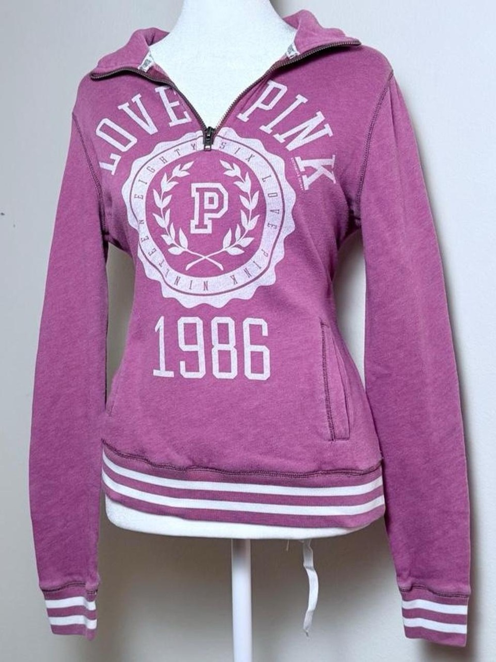 PINK Victoria's Secret Zip-Neck Hoodie - Love Pink 1986